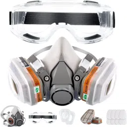 Gas Mask with Sas Reufety Glassesable Professional Breathing Protection Dust Face Shaping Mask-78
