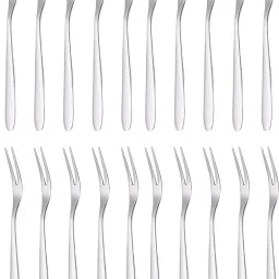 20 Pcs Luxury Silver Cutlery Set Dinner Table Fruit Fork|Home,Restaurant,Gifting Stainless Steel Fruit Fork, Dessert Fork Set-18