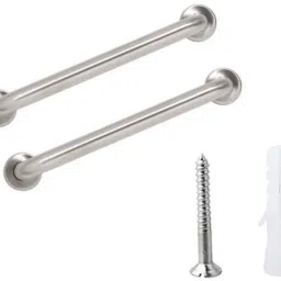Stainless Steel Bathroom Grab Bar/Home Assist Safety Helping Handle Bars/ Rust Free/ Heavy Duty Silver Color (Pack of 2) Size 12 Inch Shower Grab Bar (Matt 34 cm) Shower Grab Bar-picture-11