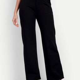 broadstar Women Loose Fit Black Lycra Blend Trousers-picture-5