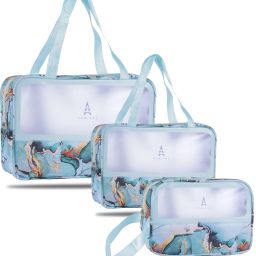 Women Blue, Black Cosmetic Bag-image-40