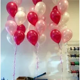decor my party Solid Pink , Red & White Metallic Balloons with Curling Ribbon for 1st Birthday Party Decorations , Welcome Baby Decoration , Bachelors Party , Diwali , New Year Party, Office Party , Christmas Decoration Items Balloon image 4