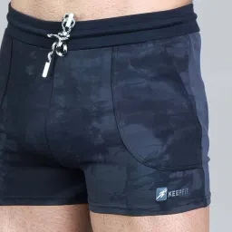 men grey-black printed swimming trunks with contrast waistband Printed Men Swim Bottom Grey Swimsuit-image-64
