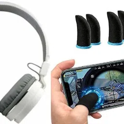 SH-12 WIRELESS BLUETOOTH HEADPHONE with 2 PAIR PUBG GAMING GLOVES Bluetooth Headset-22