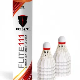 Flite 111 Shuttlecock| Hen Feathers|Pure Cotton Threading|Rubber Base Cork Feather Shuttle- White-11