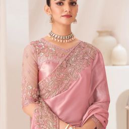 Embellished Bollywood Satin Saree-image-49