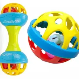 PACK OF 2 BEST QUALITY BIG SIZE RATTLE BALL AND DUMBBELLS FOR BABY RATTLES Rattle-image-75