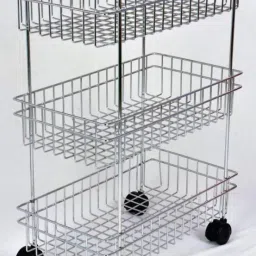 Multipurpose Perforated Portable Design Vegetable & Fruit Stand 4-Tire Stainless Steel Kitchen Trolley-image-73