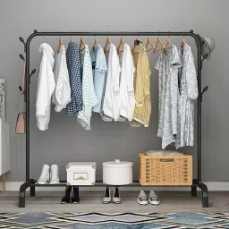 1 Door 2 Shelf Open Coat clothes hanger stand PP Carbon Steel Collapsible Wardrobe-image-28