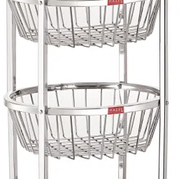 Stainless Steel Fruit Vegetable Basket Kitchen Storage Trolley Rack Round Stand with Wheel Stainless Steel Kitchen Trolley-15