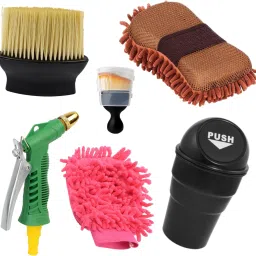2 type of soft brush, Microfiber duster, glove, Spray gun, Mini car dustbin Combo-33