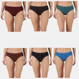 Pack of 6 Dollar Lehar Super Combed Cotton Women's Plain Solid Panty Women Hipster Multicolor Panty-image-34