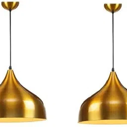 Gold Metal Hanging Light for Living Room ,,Hall (Bulb not Included )(Pack of 2) Pendants Ceiling Lamp-picture-16