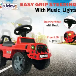 odelee Hummer Manual Push Car With Front Light Music And Back Rest Car Non Battery Operated Ride On image 4