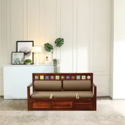 mudramark from pepperfry Siramika Sheesham Wood Pull Out Sofa Cum Bed In Honey Oak Finish-picture-24