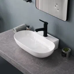 Table Top and Wall mount Ceramic Wash Basin for Bathroom Sink 22 x 17 x 5 Inch HUMBLE Counter Top-image-43