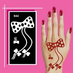 Wedding Ready Mehndi Stencil Stickers with Flower Pattern for Girls-image-70