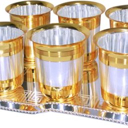 S TRAY (B) 6 PAYAL GLASS (4NO) SET Tray, Glass Serving Set-image-9