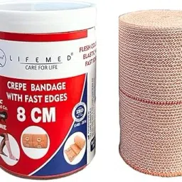 Premium Crepe Bandage 8cm x 4m | Soft Garam Patti for Pain Relief (1 Pack) Crepe Bandage-17