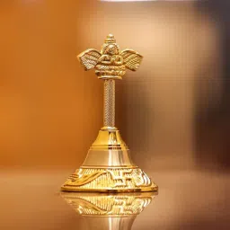 voidrop Gold Polish Pooja Garuda Bell Ghanti 4 Inches-picture-27
