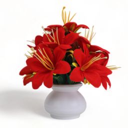 artificial flowers for decoration, red Red Lily Artificial Flowerwith Pot-53