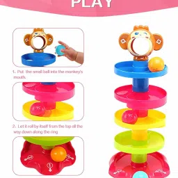 just97 5 Layer Plastic Stack, Drop and Go Ball Drop and Roll Swirling Tower Ramp Toys image 3