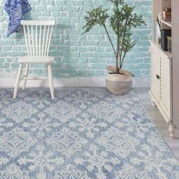 saraswati global Blue Persian Wool And Viscose 8 ft x 10 ft Hand Tufted Carpet-picture-14