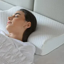 Cervical Contour Stomache / Side Sleepers / Anti-Snoring Memory Foam Solid Orthopaedic Pillow Pack of 1-picture-17