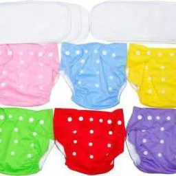 Adjustable Size Reusable Baby Pocket Cloth Diapers With microfiber Inserts Combo Pack (6 multicolour Diaper + 6 Insert)-18