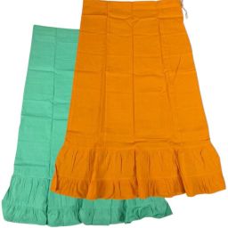 Belizzi Paridhan Medium Spring Green & Mango Tango Combo Pure Cotton Petticoat-image-14