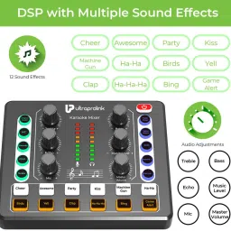ultraprolink UM1002 Wireless Karaoke & Live Broadcast Mixer with Condenser Mic,Dual Mic Input Powered Sound Mixer image 3