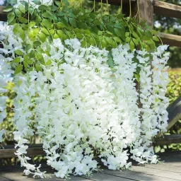 Multicolor Westeria Artificial Flower (43.2 inch, Pack of 4, Vine & Creepers) White Westeria Artificial Flower-image-10