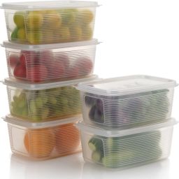 Plastic 6 PCS FOOD VEGETABLE FRUIT EGG FISH FRIDGE STORAGE BASKET CONTAINER Storage Basket-16