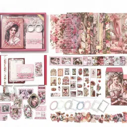 Royal Camelia Scrapbook A6 Grid Notebook Stationery DIY Decorative Paper Sticker Theme, Scrapbook Kit-21