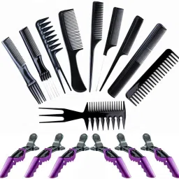 10Pcs Hair Combs & 6Pcs Hair Clips | Rat Tail Combs | Teasing Combs (Pack of 16)-image-64