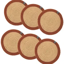 TRIVET (6PC SET) ROUND TAN BRAIDED Trivet-6