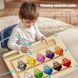 Montessori Wooden Colour Toys, Ice cream Puzzle Board Magnet Maze Game For Kids-picture-27
