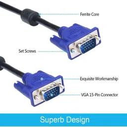 Imaashi VGA Cable 1.5 m VGA Cable 1.5 Meter Male to Male – High-Resolution VGA Cord for Monitor, PC, LED/LCD TV, Projector, Plasma, TFT Display – 15 Pin Video Cable for Screen Sharing and Display Extension image 2