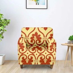cortina Yellow Florals Polyester 1 Seater Elastic Stretchable Sofa Cover-picture-37