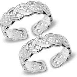 92.5 Sterling Silver Cutwork Design Toe-rings (Bichhiya) for Women Sterling Silver Silver Plated Toe Ring-picture-34