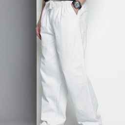 the indian garage co. Men Relaxed Fit Mid Rise White Jeans-picture-7