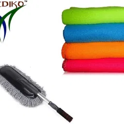 Premium Quality 1 Microfiber Duster and 4 Microfibre Cloth Combo-14