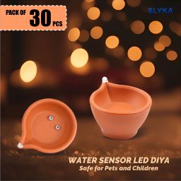 LED Diya with Water Sensor Battery Powered For Temple Office/Home Decoration Plastic (Pack of 30) Table Diya Set-image-28