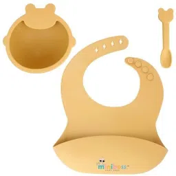 Silicone Baby Bibs Set of 3 - Soft Waterproof Bibs with Bowl & Spoon, Easy Clean-22