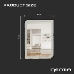 germa sanitarywares One Side Curve Edge Wall Mounted Frameless Frosted Mirror with Beveled Edges Bathroom Mirror image 4
