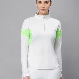 Women Colorblock High Neck Polyester Multicolor T-Shirt-image-51