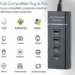 menaso USB hub 4 Port USB Hub 3.0 Adapter Cable with 5Gbps Speed,PC Computers, (Black USB Hub image 2
