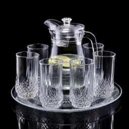 Italian Premium Elegant Glass Lemon Set, Glass Jug (1.3) with 6 Glasses(235) ml Jug Glass Set-image-35