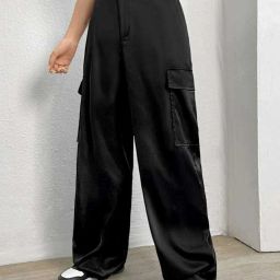 Women Loose Fit Black Lycra Blend Trousers-image-80