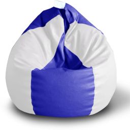 XXL Premium Leatherette Classic Blue White Color Teardrop Bean Bag With Bean Filling-picture-10